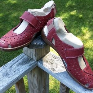 Rieker Dora Velcro MJ Shoe, Red, Size 39, New